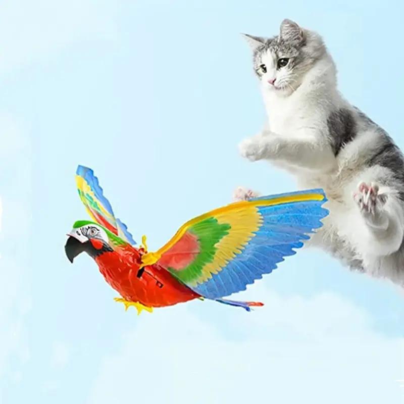 2pcs Cat Toys Simulation Electric Parrot Silent Hanging Line Flying Bird Toy Hovering Teasing Pet Training Supplies